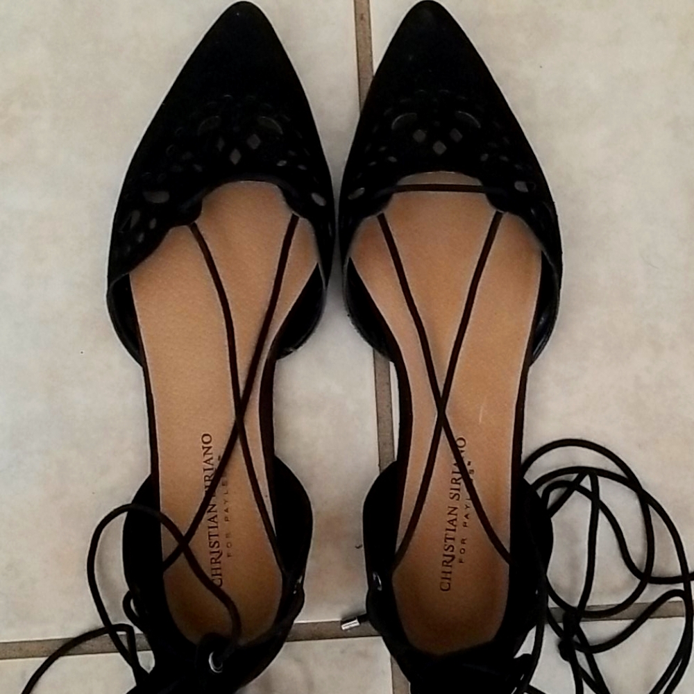 Black Christian Soriano lace up flats shoes